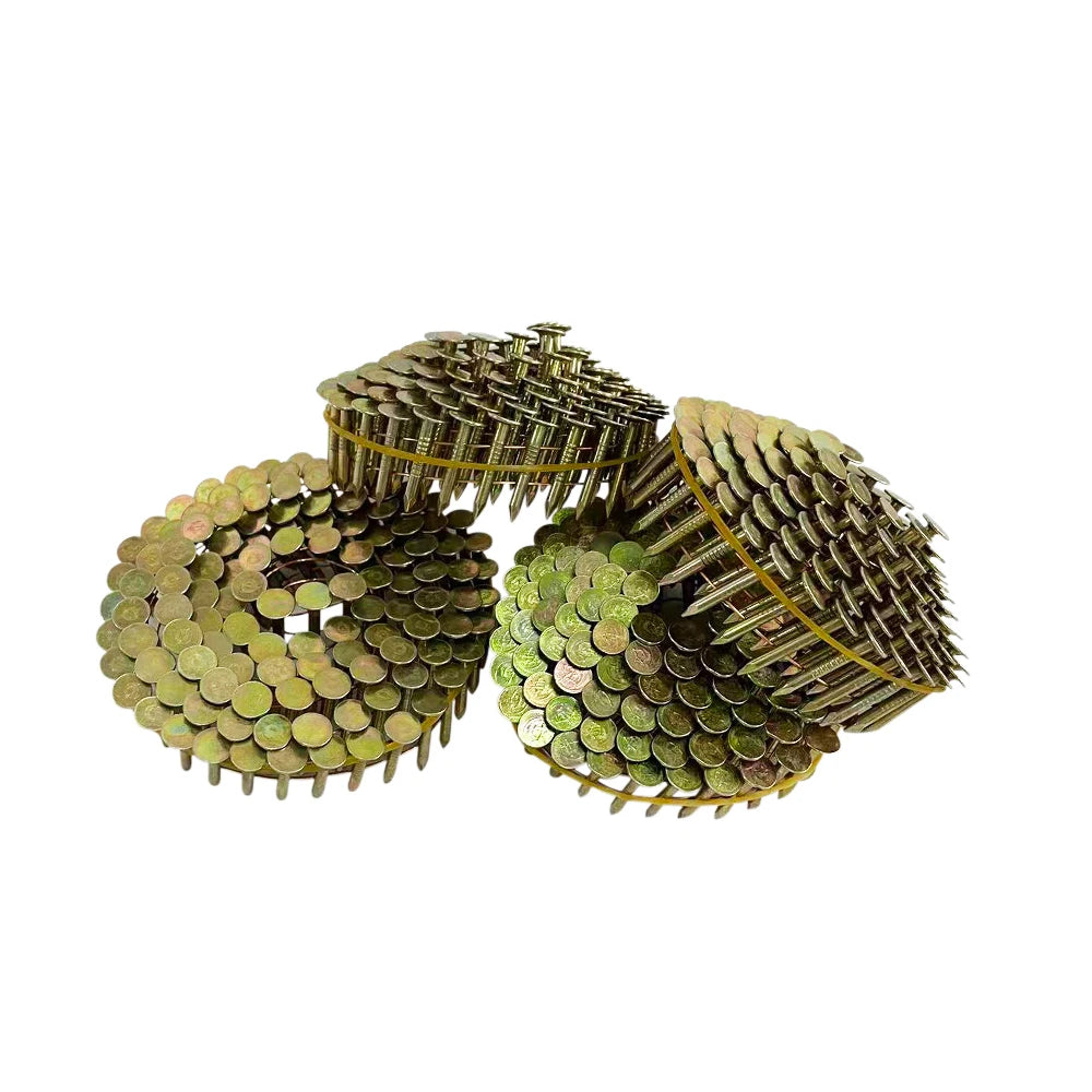 720pcs 15 Degree Roofing Coil Nails 3.05x25mm 3.05x32mm Big Cap Round Head Tacks for Pneumatic Nailer Woodworking Tool