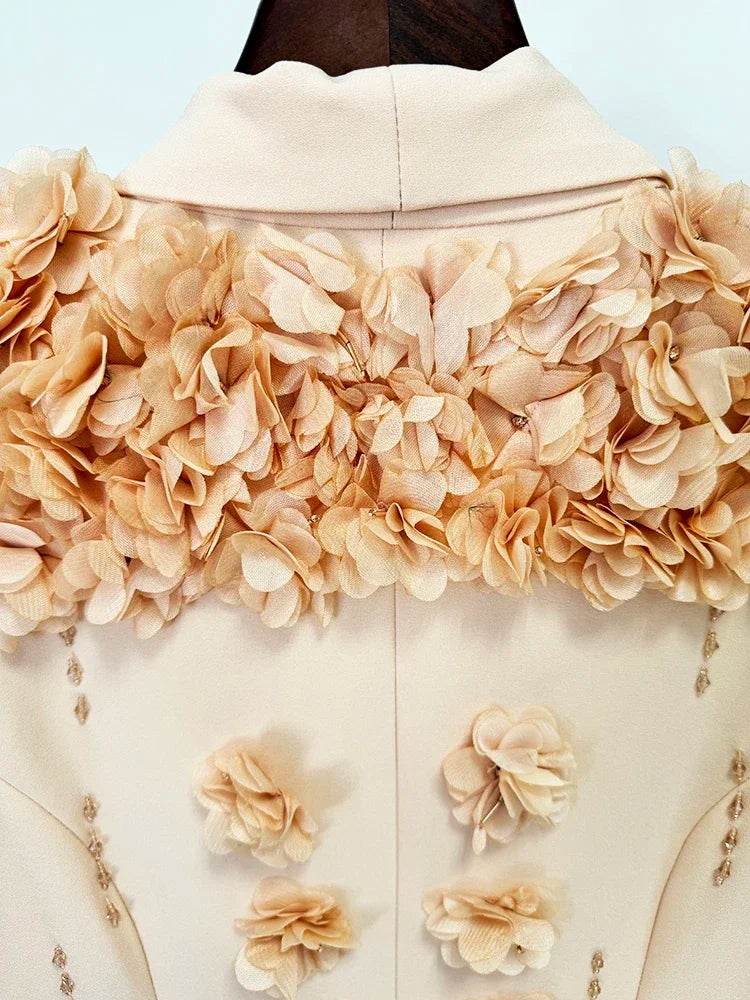 HIGH QUALITY Newest Fashion 2025 Designer Maxi Dresses Women's Long Sleeve Stunning Flowers Appliques Beaded Long Dress