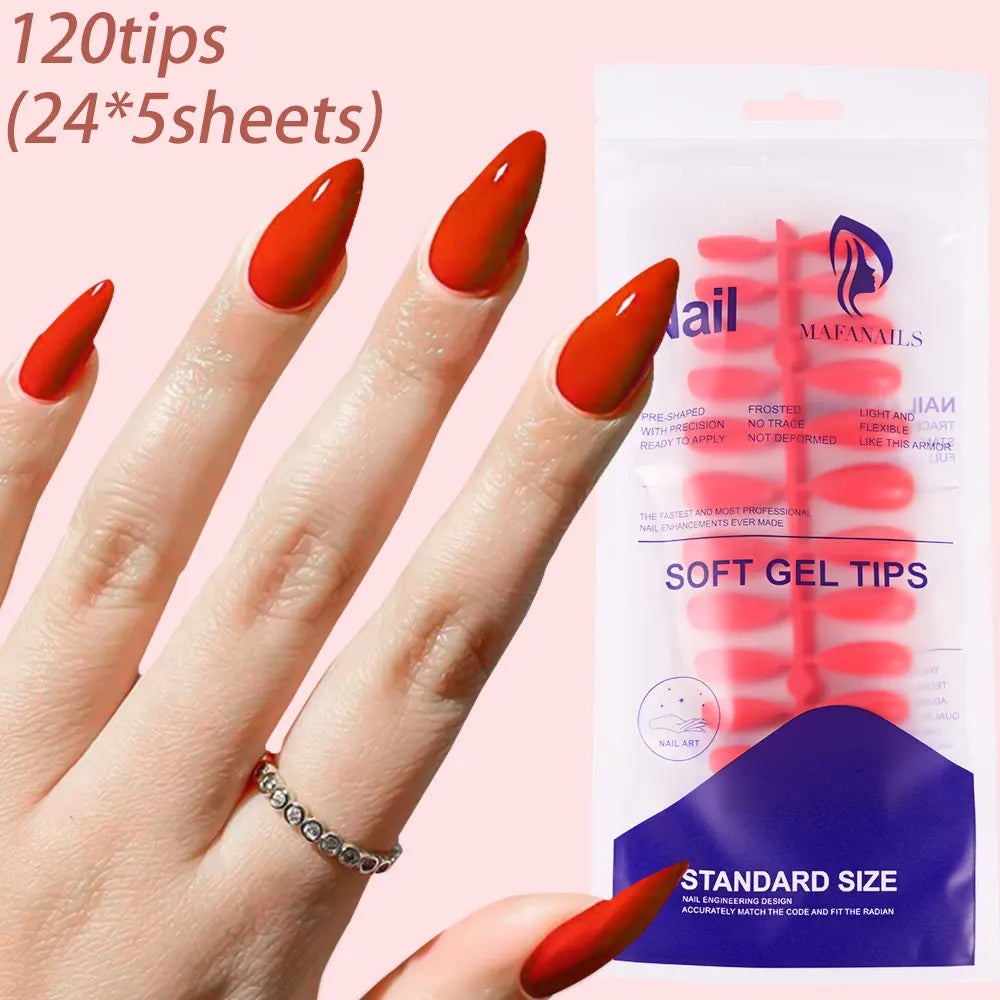 120Pcs Medium Long Square Acrylic French Fake Nails Full Cover Wearable French Press on Nails for Women Mixed Size False Nails