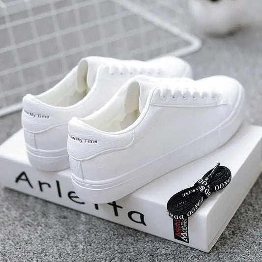 Women's Vulcanize Shoes PU Leather White Shoes New Fashion Platform Shoes Solid Color Casual Shoe Classic Women Sneakers Zapatos