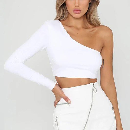 Sexy One Shoulder Crop Top