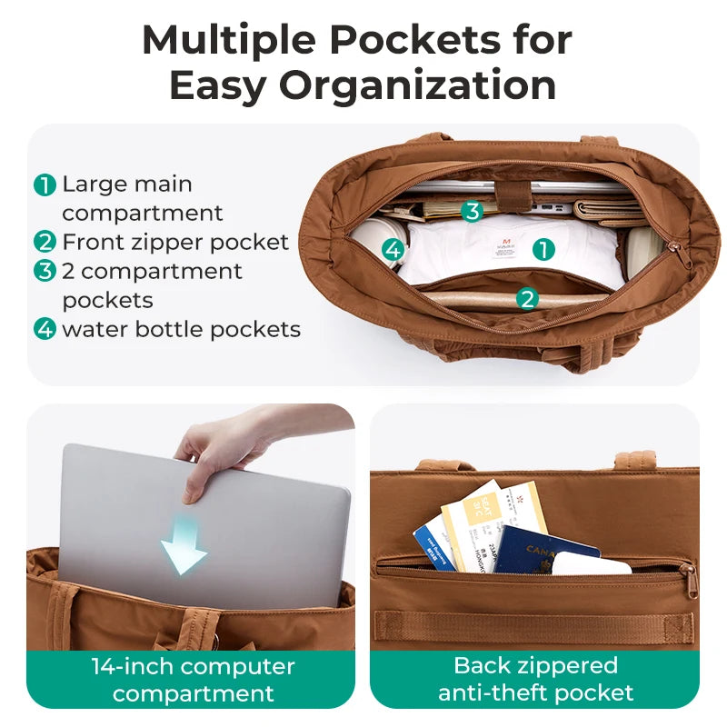 BAGSMART Tote Bag Large Capacity Women's Bags for Travel Solid Color Commuter Messengers  Work School Student Bag