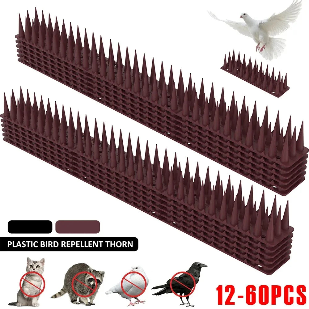 12Pcs Anti Climb Bird Spikes Fence Wall Spikes Stop Birds and Cats Sitting on Fence Cat Repellent Spike for Deterrent Burglar