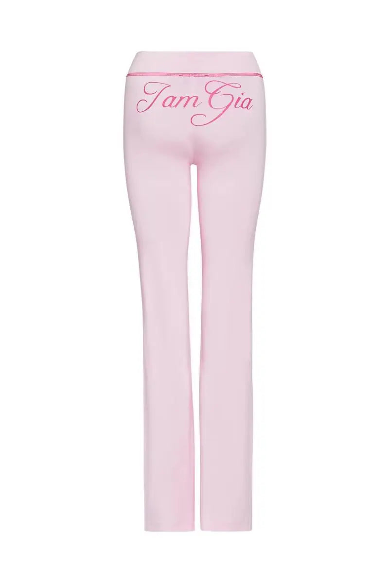 2025 Shoulder Slimming Letter Printed Bright Thread Design Slimming Hooded Zipper Short Coat Pants Set for Women