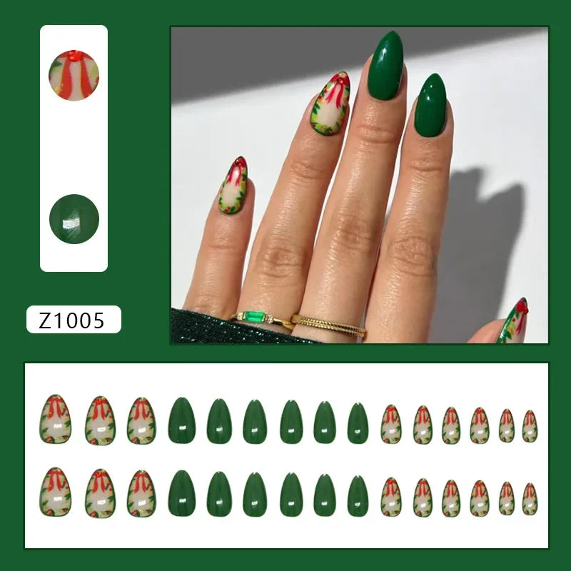 Platinum Maple Leaf Fake Nail with Jelly sticker Press on False Nails Wearable Round Head Oval Full Cover Nail Tips