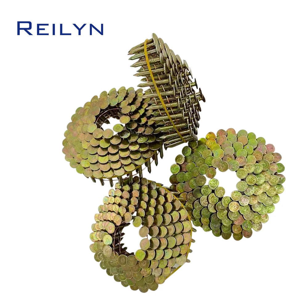 720pcs 15 Degree Roofing Coil Nails 3.05x25mm 3.05x32mm Big Cap Round Head Tacks for Pneumatic Nailer Woodworking Tool