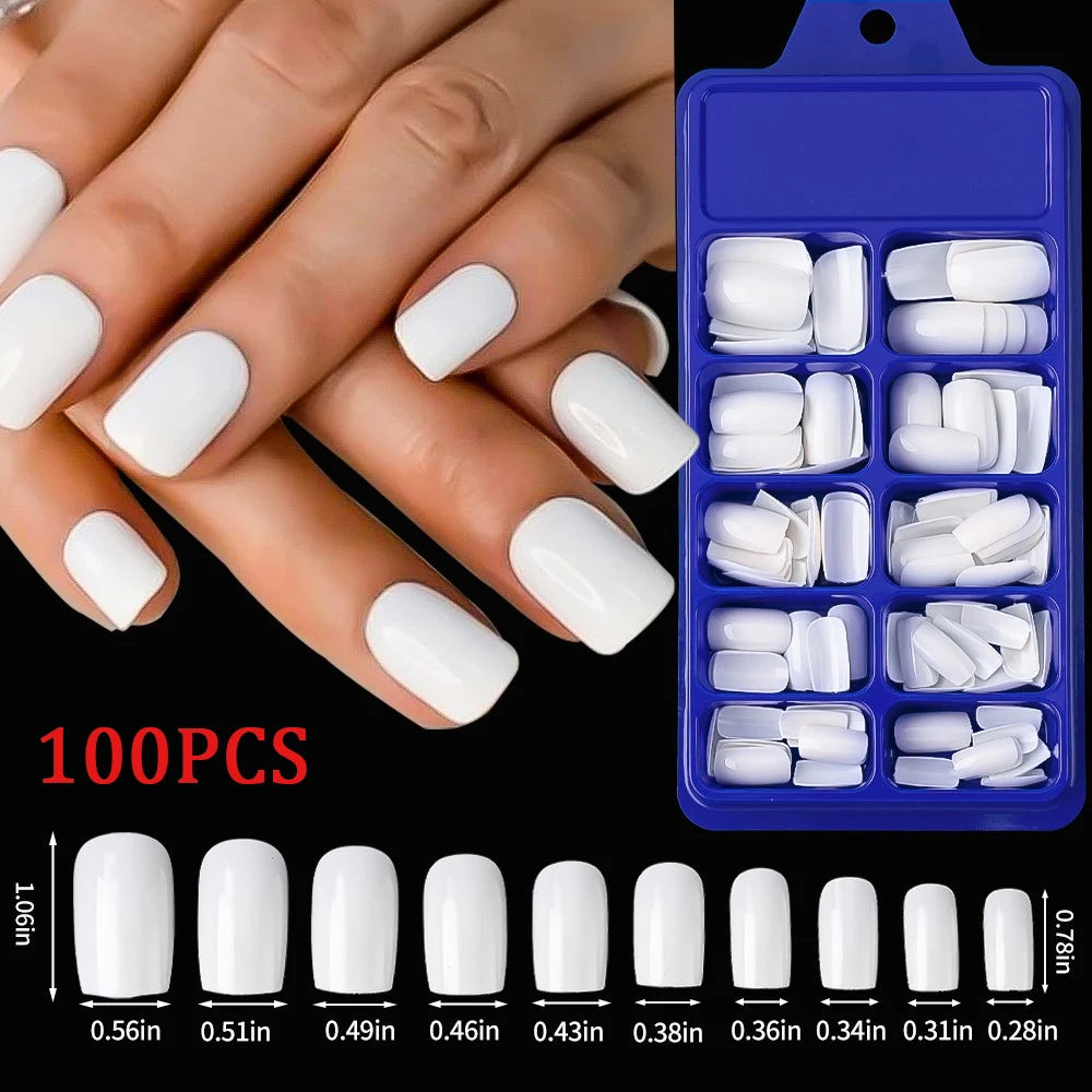 576pcs/Box Colorful Fake Nails Black Red Design Fake Nail Oval Short Square Press On False Nails Mixed Full Cover Nail Tips