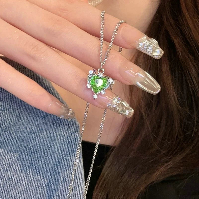 New Wine Red Cherry Gold Color Pendant Necklace For Women Personality Fashion Necklace Wedding Jewelry Birthday Gifts