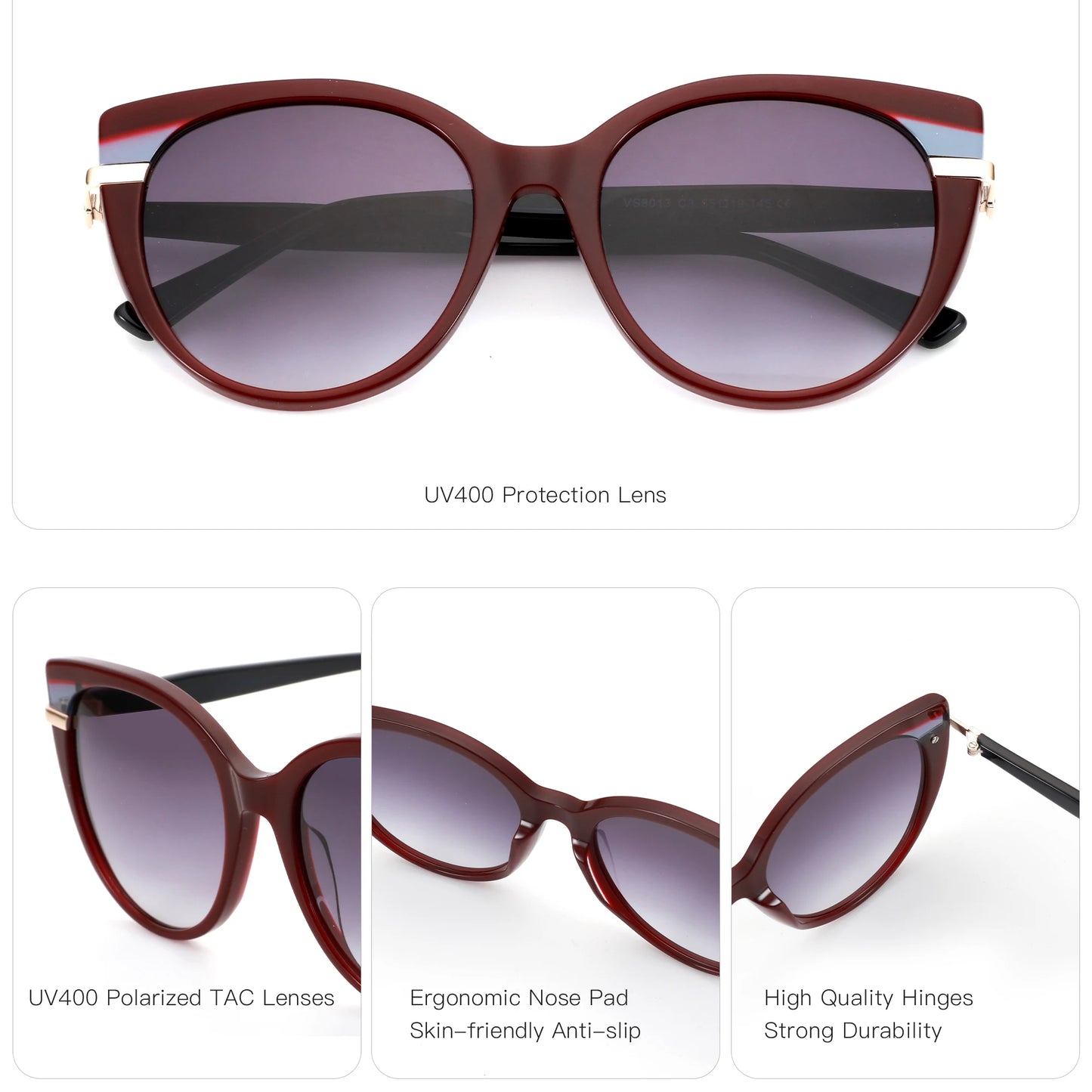 ZENOTTIC（ XL Size）Acetate Cat Eye Prescription Sunglasses for Women UV400 Polarized Sun Glasses Progressive Optical Shades