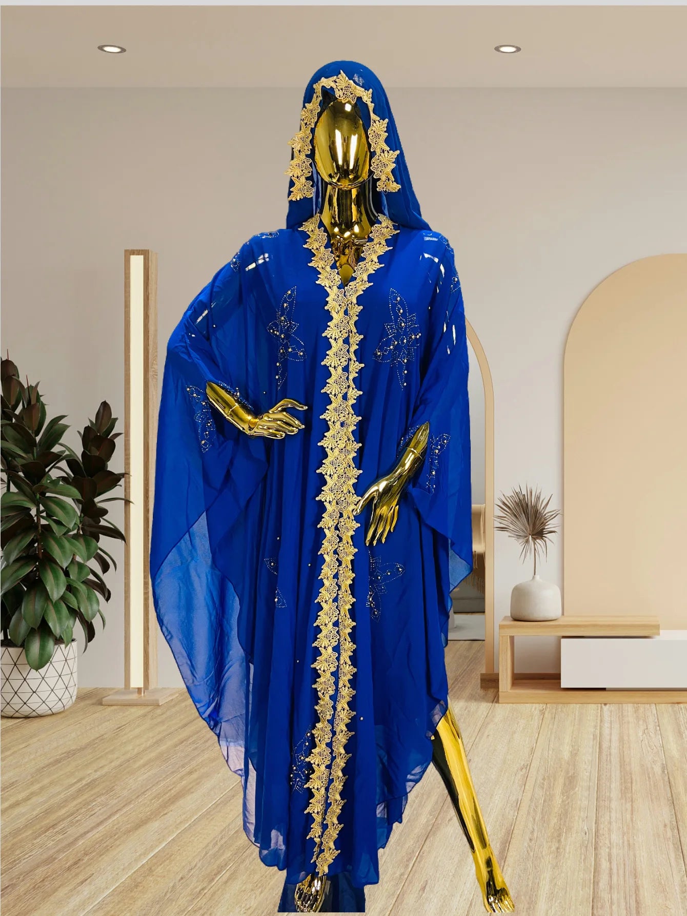 Dubai Abaya Dress for Women Muslim Chiffon Maxi Kaftan Dress African Evening Dresses Kimono Robe Islam Clothing Beads Luxury