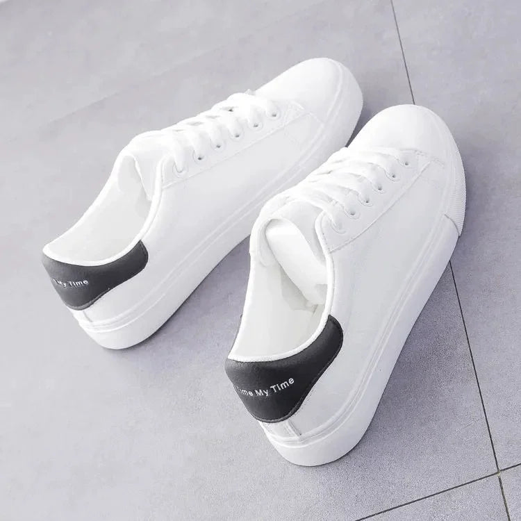 Women's Vulcanize Shoes PU Leather White Shoes New Fashion Platform Shoes Solid Color Casual Shoe Classic Women Sneakers Zapatos