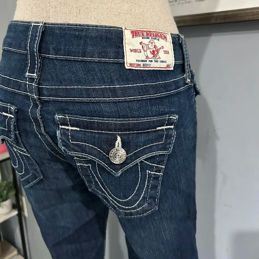 Vintage Buddha Embroidered Jeans Casual 2000s High Street Straight Wide Leg Jeans Harajuku Ootd Y2k Denim Pants Women Clothing