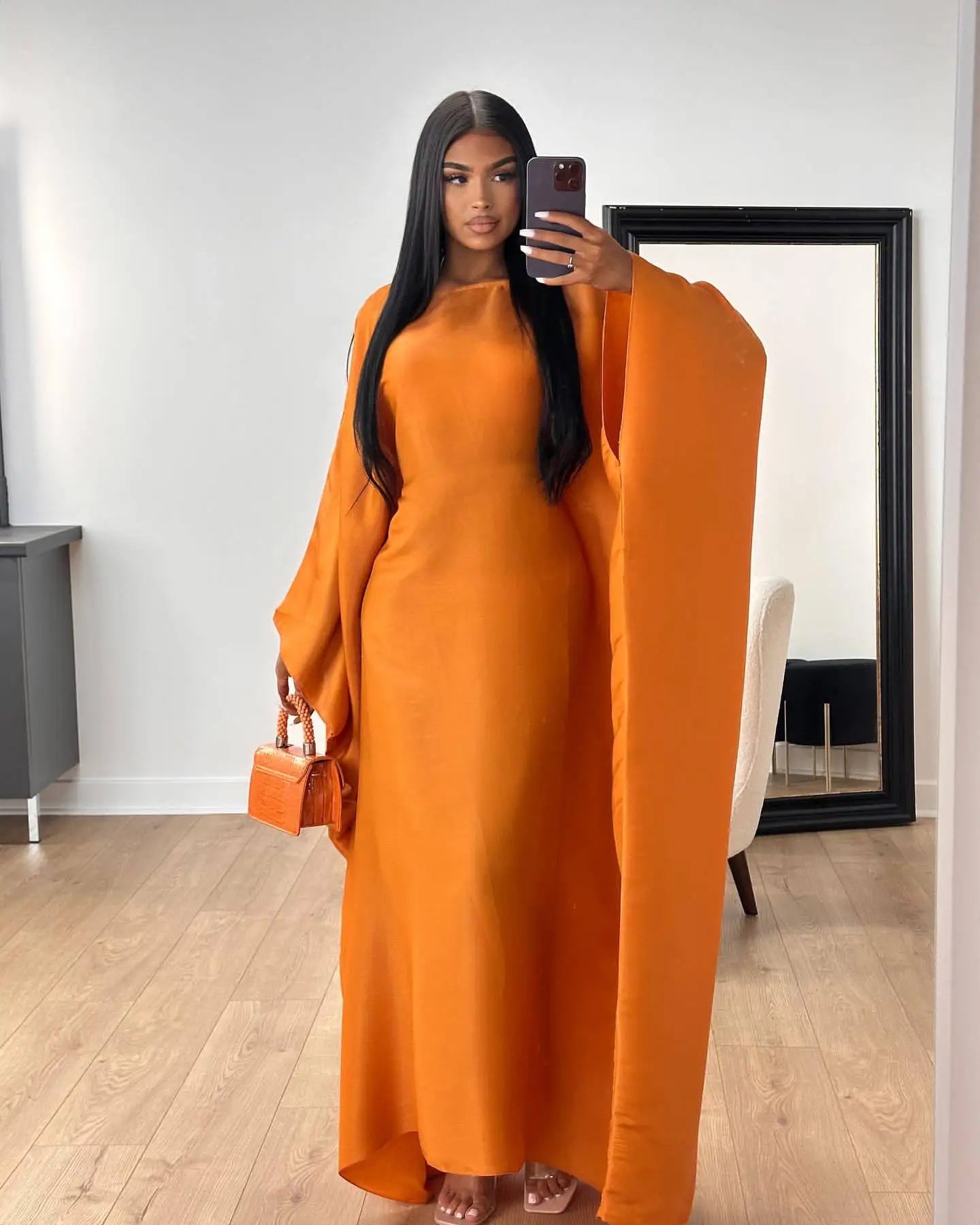 Eid Ramadan Batwing Butterfly Satin Abaya Dubai Luxury Muslim Kaftan Maxi Dress Women Kebaya Robe Caftan Marocain Femme Vestidos