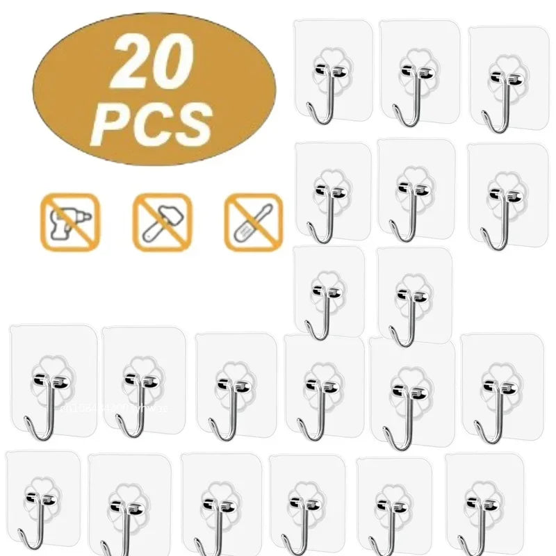 1-20pcs Hooks Transparent Strong Self Adhesive Door Wall Hangers Hooks Suction Heavy Load Rack Cup Sucker For Kitchen Bathroom