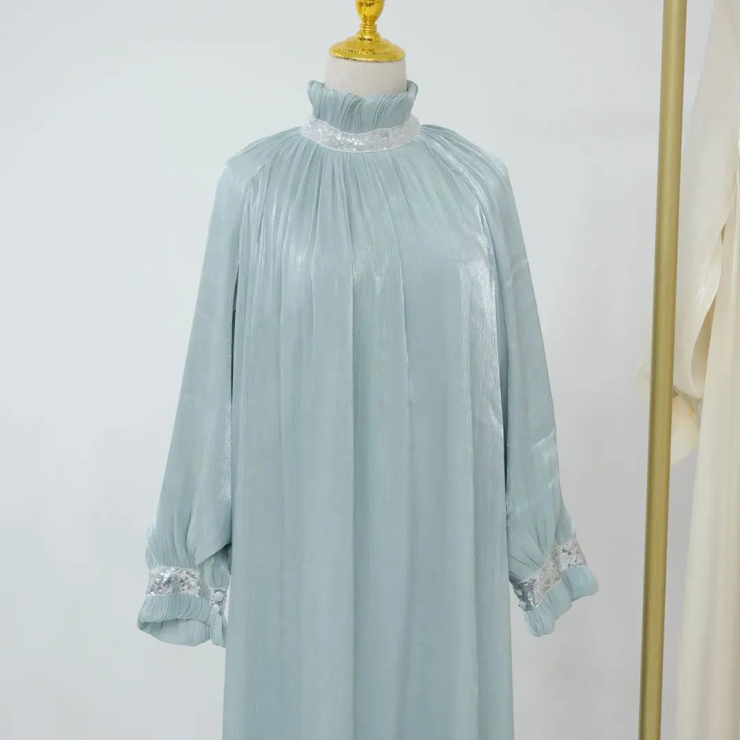 Uni Dubai Turkish Chic Sequins Belted Evening Party Long Dress Muslim Women Elegant Abayas Moroccan Kaftan Islamic Clothing