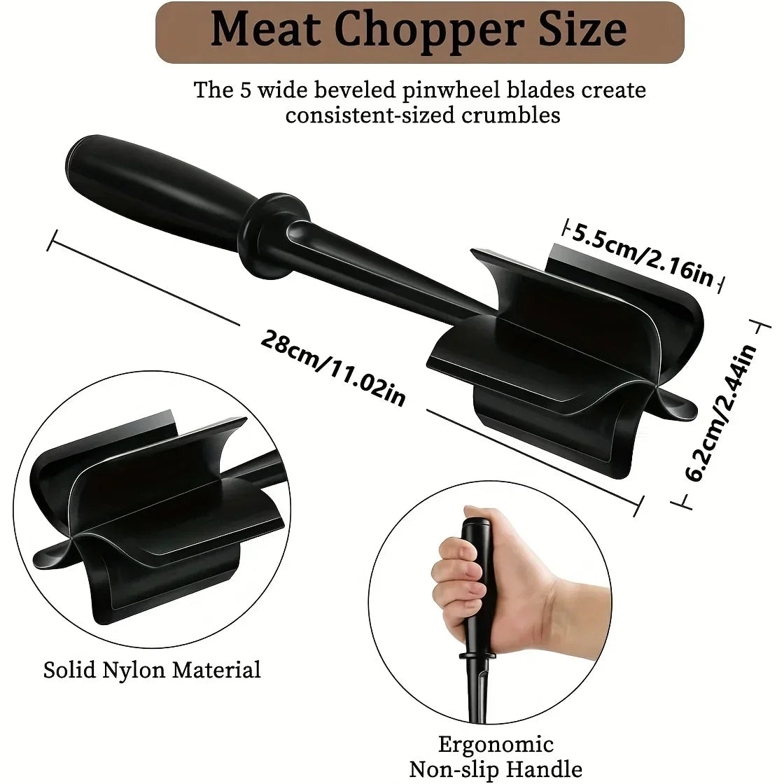 Meat Chopper Kitchen Ground Beef Masher Mixing Grinding and Pounding Spatula Meat Scraper for Mincing Meat Home Gadgets