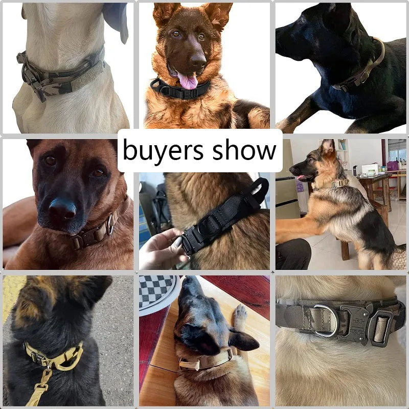 Dog Collar Durable Adjustable Military Pet Collar Tactical Leash Set Nylon Collar Medium Large Dog Shepherd Training Accessories